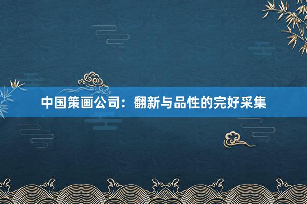 中国策画公司：翻新与品性的完好采集