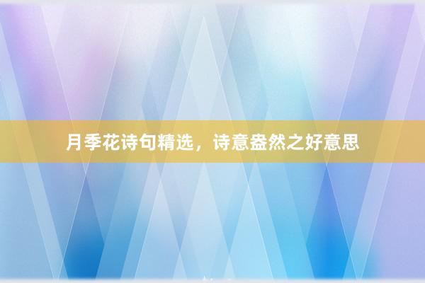 月季花诗句精选，诗意盎然之好意思